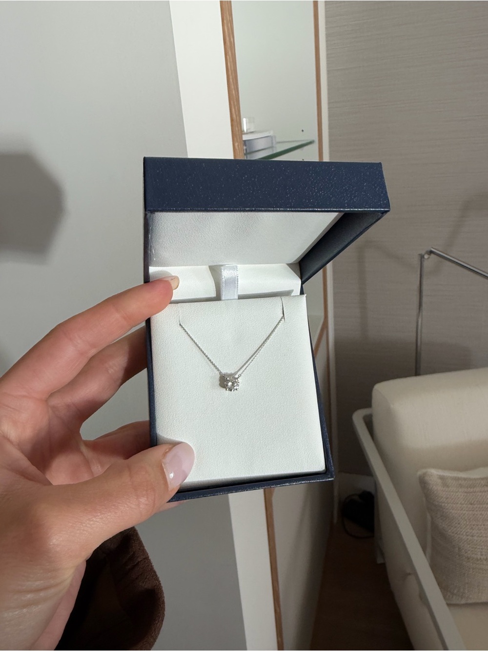 White gold round cut lab diamond necklace